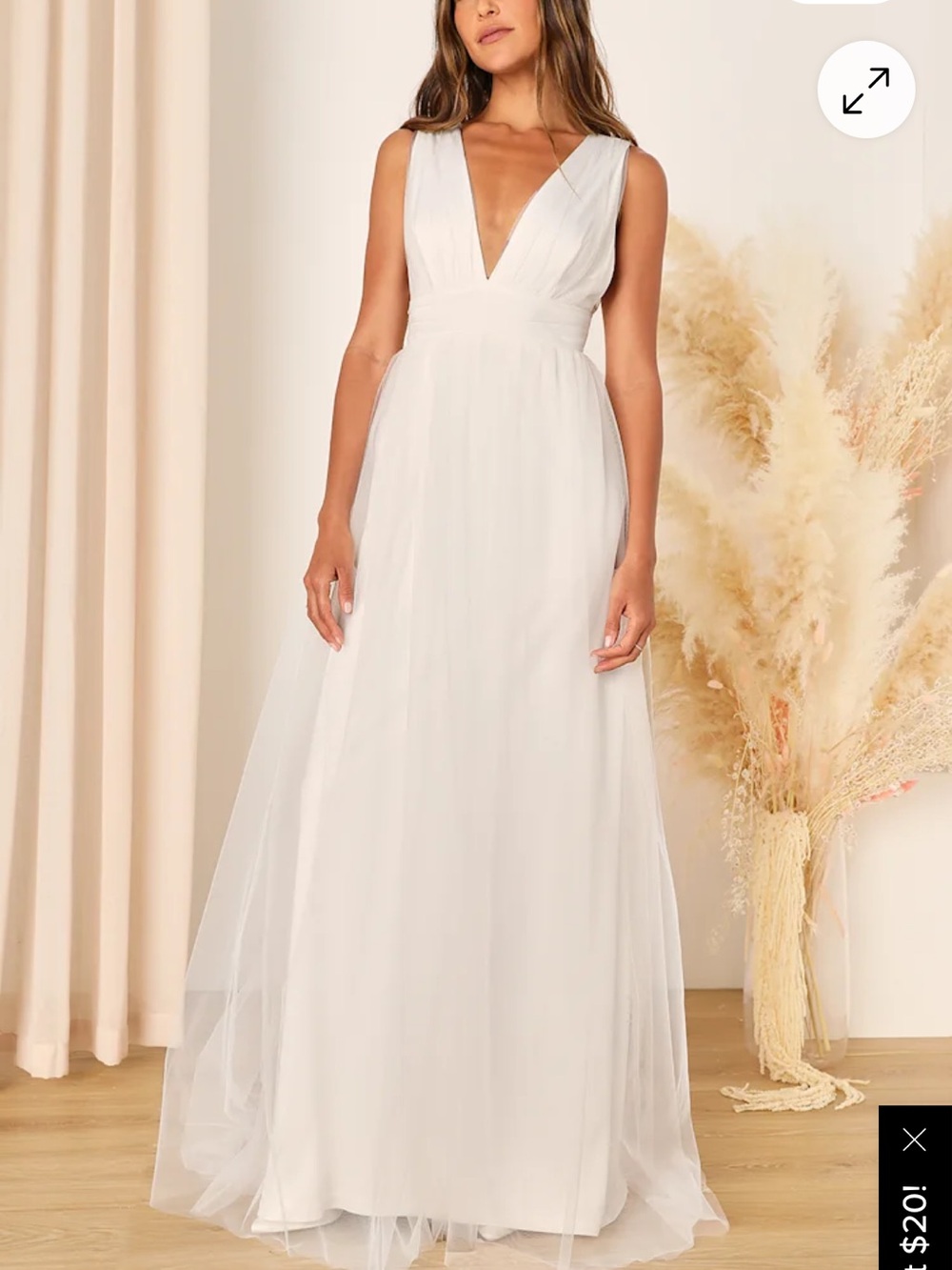 Lulu’s Heavenly Hues White Tulle V-Neck Maxi Dress